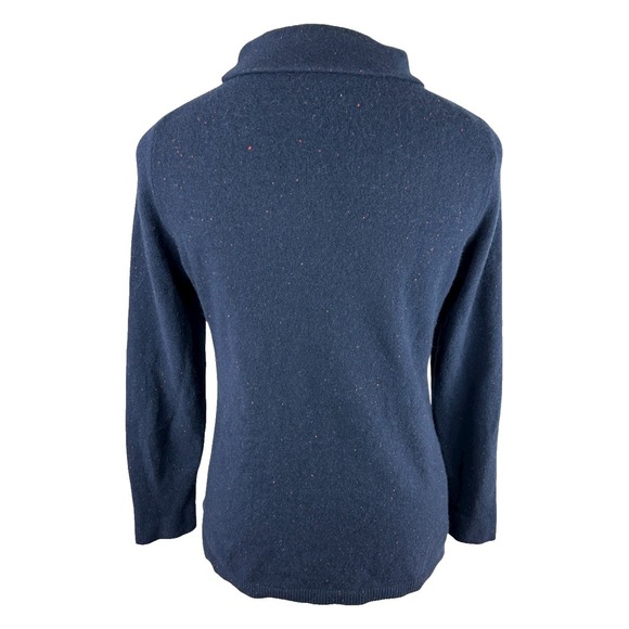 *Flawed Talbots Cashmere Sweater Sabrina Donegal LP Large Petite Navy Speckled - Picture 11 of 12